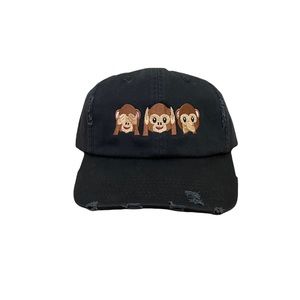 Three Monkey EMOJI Don't Be Evil Embroidered Adjustable Vintage Style Dad's Cap